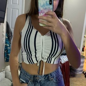 White crop top with black stripes